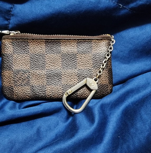 LOUIS VUITTON KEY POUCH CLES-DAMIER EBENE EUC ALL INCLUSIVE - Picture 1 of 10